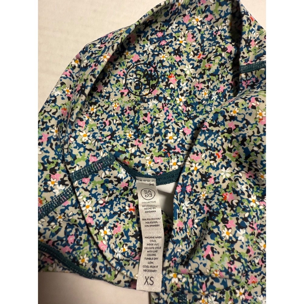 Sage Collective Floral High Rise Biker Shorts XS Multicolor Athletic Yoga Gym - Picture 4 of 9